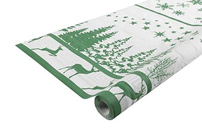 Disposable damask paper tablecloth in a roll 6 M long X 1.18 M wide - Damask paper with a chic and classic universal pattern - Box of 12 rolls - Christmas Tree