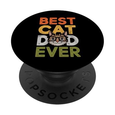 Best Cat Dad Ever: Retro Cool Cat Graphic PopSockets PopGrip Adesivo