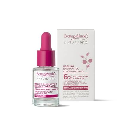 Bottega Verde - Siero Peeling Enzimatico Rinnovatore Viso, 15 ml, con 6% Enzyme Complex e Iperfermentato di Melograno, Illumina ed Esfolia Delicatamente, Tutti i Tipi di Pelle, Escluse le Sensibili