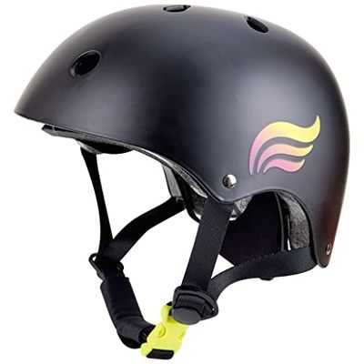 Hape Casque Protection Enfant 1 an et Plus, Taille Ajustable - Casque Antichoc Noir et Protection EPS - Ouvertures pour Ventilation - Casque Anti Chute pour l'Extérieur - Multi Sports