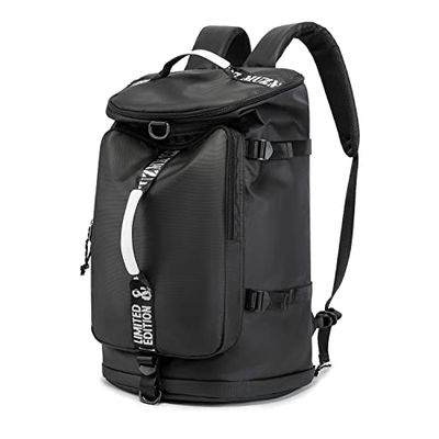 FUNYAGO Gym Rugzak Wandelen Duffle Bag Vrouw Man 40L Grote Waterdichte Rugzak Geschikt voor Wandelen, Reizen, Zwart, All code, Buiten Langlaufen