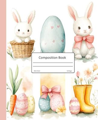 Easter themed composition book: 120 page wide ruled notebook
