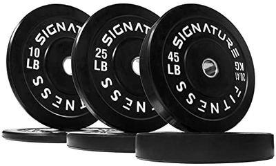 Signature Fitness Piastre olimpioniche da 5,1 cm con mozzo in acciaio, set da 72,6 kg (2 x 10/25/20,4 kg), nero