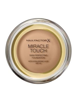 Max Factor Miracle Touch Foundation - Base de maquilhagem nova e melhorada, SPF 30 e ácido hialurónico bege areia 78