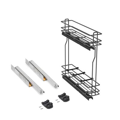 Emuca - Carro botellero extraíble para mueble bajo de cocina, montaje lateral, cierre suave, Módulo 150mm, Gris antracita, Acero