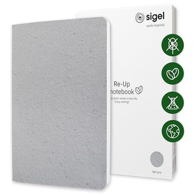 SIGEL RU101 Notebook Re-Up, Note Pads, Lined, 100 g/m², Approx. A5, Light Grey, softcover, 100 Pages, Sustainable
