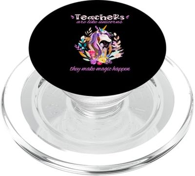 Unicorn Teacher Make Magic Happen, bonito bojo con estampado floral PopSockets PopGrip para MagSafe