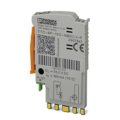 PHOENIX CONTACT TTC-6P-1X2-48DC-I-P Prise de protection contre les surtensions avec indicateur d'état intégré sur le module pour un circuit de signal sans potentiel à 2 fils, 48 V DC