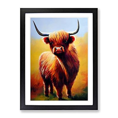 Resplendent Highland Cow Framed Print for Living Room Bedroom Home Office Décor, Wall Art Picture Ready to Hang, Black A2 Frame (62 x 45 cm)