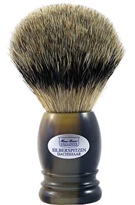 Hans BAIER Exclusive punta pennello da barba Argento Vero Corno chiaro