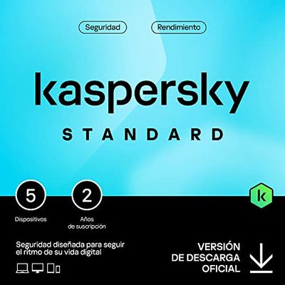 Kaspersky Standard Anti-Virus 2025 | 5 dispositivos | 2 años | Seguridad Avanzada | Protección Bancaria en línea | Optimización del rendimiento | PC/Mac/Móvil | Código por email
