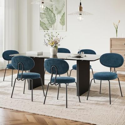 COLAMY Set di 6 sedie imbottite per sala da pranzo, moderne sedie da cucina con schienale, piccole sedie laterali rotonde in metallo con schienale curvo, per sala da pranzo, cucina, ristorante, verde