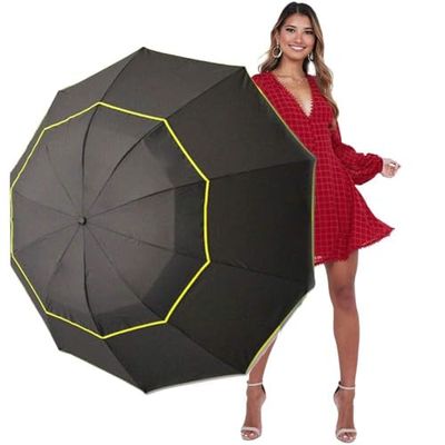Kalolary Ombrello da golf extra grande compatto da 157 cm, a doppia cupola, ventilato, antivento, impermeabile, per donne e uomini