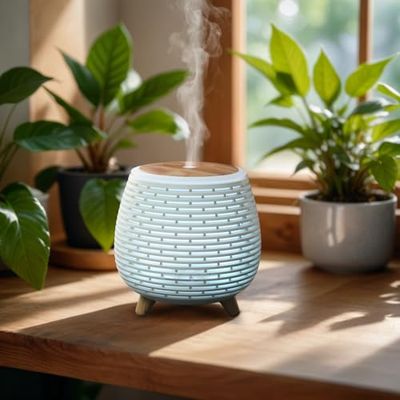 Zen'Arôme Lola diffuser voor etherische olie, ultrasone diffuser, koude aromatherapie, elektrisch, USB, 2 diffusiemodi, automatische uitschakeling, ledverlichting, stil en compact