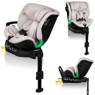 LIONELO HARMONY I-SIZE vridbar barnstol 360° för barn från 40–150 cm, montering med ISOFIX stabiliseringsben, nack- och ryggjustering, dri-sits reduceringsinsats