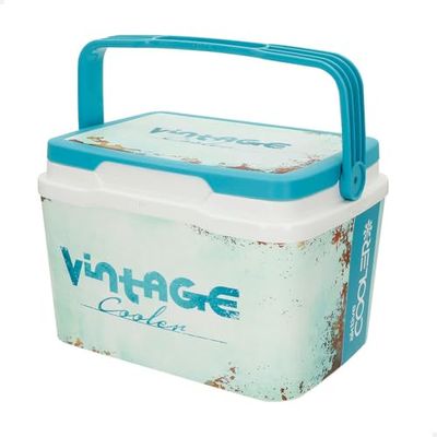 AKTIVE Stijve strandkoelkast, 5 l, klassieke stijl, robuuste kunststof, isolatie van polyurethaan, houdt tot 15 uur koud, deksel met veilige sluiting, design in blauwe tinten (62392)