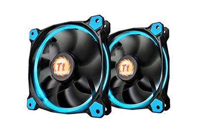 Thermaltake 140mm Blue LED Ultra Quiet High Airflow Computer Case Fan, Twin Pack, 7 Inches, Desktop Compatible