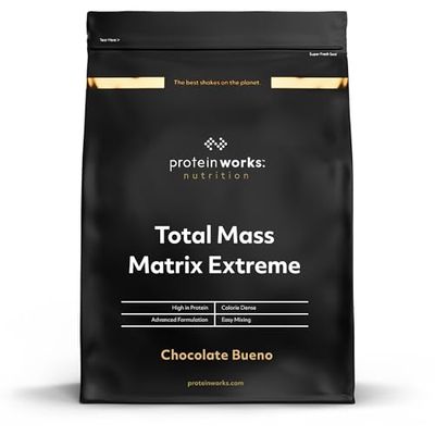 Protein Works - Total Mass Matrix Extreme, Mass Gainer, Up to 54g Protein, High Calorie, 5 Servings, Chocolate Bueno, 1.325kg