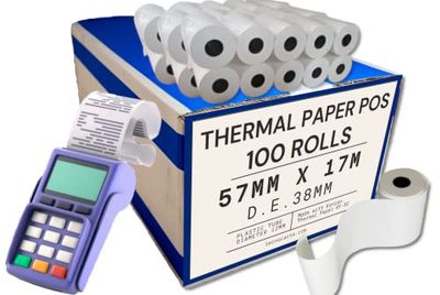 Rouleaux POS 50 mm x 17 m pour enregistreur de caisse – Papier thermique – Diamètre 38 mm – Fabriqué en Italie (100 rouleaux)