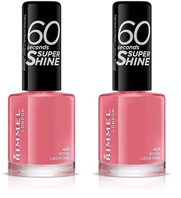 Rimmel 60 Seconds Super Shine Nail Polish - 8 ml, Rose Libertine (Pack of 2)