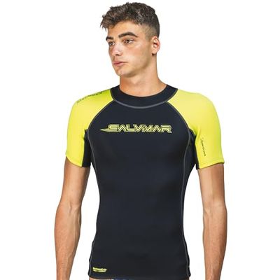 Salvimar Zwemmer-shirt, uniseks, volwassenen, zwart, neongeel, S