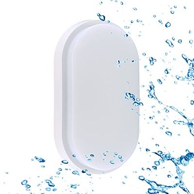 Sigmaled lighting, Plafoniera led 15W per esterni, Resistente all'Acqua, Luce Naturale 4000K, 1350Lm, Applique OVALE IMPERMEABILE IP54 da soffitto e parete, per Esterno o Interno