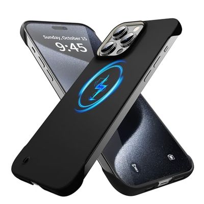 GRECAZO MagSafe - Funda magnética Delgada para iPhone 15 Pro MAX de 6.7 Pulgadas (2023), Ultrafina, Ligera, Duradera, sin Marco, Mate, rígida, con Anillo de tracción, a Prueba de Golpes, Cuerda