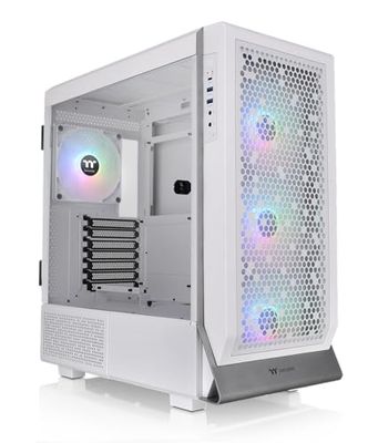 Thermaltake Ceres 500 Snow Edition CA-1X5-00M6WN-00 Boîtier d'ordinateur E-ATX avec panneau latéral en verre trempé 4 ventilateurs PWM ARGB préinstallés, emplacements PCIe rotatifs et support pour GPU
