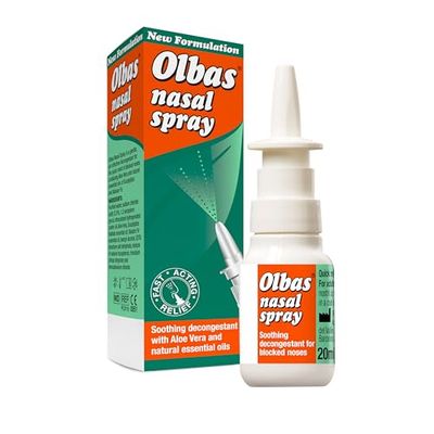 Olbas Nasal Spray - Fast Acting Relief - Soothing Decongrestant For Blocked Noses - 20ml