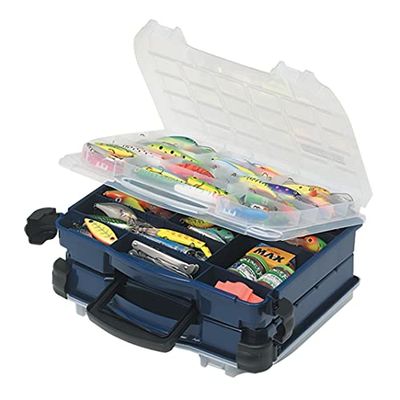 PLANO LockJaw Double Satchel|XL dubbelsidig redskapslåda, förvaringslåda för fiskeutrustning, kompakt redskapslåda, väska, perfekt för förvaring av beten, hardbaits, softbaits och andra fiskeredskap.