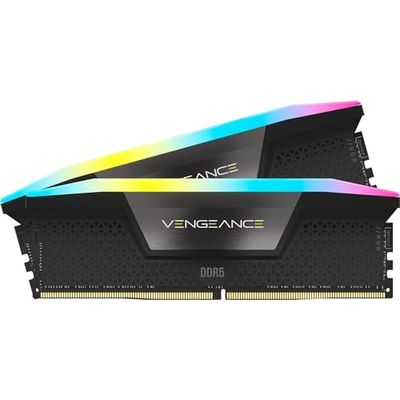 Corsair VENGEANCE RGB DDR5 48GB (2x24GB) 7000MHz C32 Intel Optimised Desktop Memory (Dynamic Ten-Zone RGB Lighting, Onboard Voltage Regulation, Custom XMP 3.0 Profiles, Tight Response Times) Black