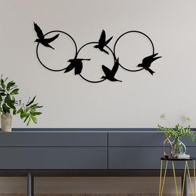 Accessoire mural décoratif élégant en métal noir, 68,5 x 32,5 cm | 100% métal, épaisseur 1,2 mm | Parfait pour la décoration moderne de la maison et des espaces de bureau