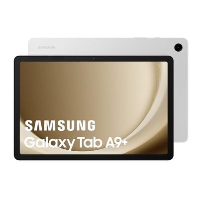 Samsung Galaxy Tab A9+ tablet z systemem Android, 128 GB pamięci masowej, duży 11" ekran, Wifi, dźwięk 3D, srebrny, 3-letnia gwarancja producenta (wersja FR)