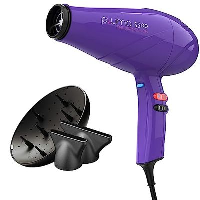 GA.MA Italy Professional, Pluma 5500 Endurance Ion Hairdryer, Secador de Pelo Profesional con Motor de CA Italiano de 2400 W, Tecnología Ion Plus para un Cabello brillante, Color Violeta
