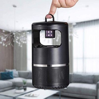 Bakaji Moustiquaire électrique avec ventilateur d'aspiration et lumière attirante UV LED avec crochet pour maison et camping Anti moustiques Batterie au lithium recharge USB