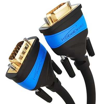 KabelDirekt – Cable VGA (15 pines, Full HD/1080p) 10m / 33ft compatible con 3D, enchufe a enchufe, conecta PC con monitores/pantallas CRT/televisores, contactos chapados en oro, negro