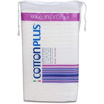 Cotton Plus MAXI VISAGE 50 pz. - LINEA BEAUTY | DISCHETTI PRETAGLIATI 100% PURO COTONE | Dischetti struccanti per la pulizia del viso soffici e resistenti.