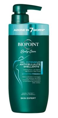 Biopoint – intensiv anti-celluliter kroppsgel, stramande, dränerande och uppfriskande, främjar minskningen av fettavlagringar och motverkar fula fläckar, 400 ml