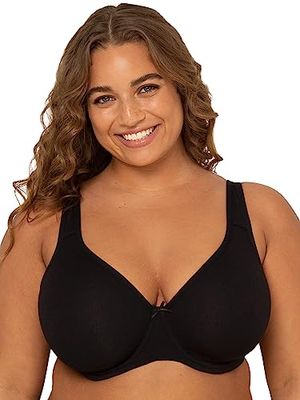 Fruit of the Loom Kolekcja damska Fit for Me: Biustonosz bez fiszbin bez fiszbin plus size - bawełniane wygodne i bez uciskania ramiączka, Czarny odcień, 85C