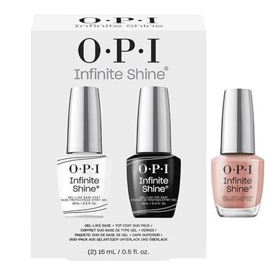 OPI Infinite Shine - Barefoot in Barcelona + Duo Base & Top Coat - Vernis à ongles effet gel, sans lampe, tenue jusqu’à 11 jours - 3 x 15ml