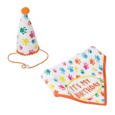Delightful Dog Birthday Bandana and Party Hat Make Your Furry Friend's Birthday Extra Special Crafted for Comfort and Style. Neck tie and Birthday Hat are Adjustable to fit Most Sizes of Dogs