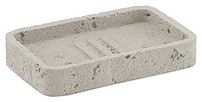 Gedy Ginevra Soap Dish, Cement, Grey, 8 x 12.6 x 2