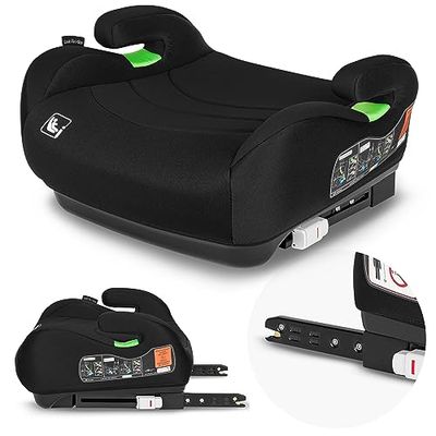 LIONELO LUUK FIX i-Size barnstol upphöjning med ISOFIX, från 22 till 36 kg/125 – 150 cm, grupp 2 och 3, bekvämt armstöd och säte, avtagbart överdrag