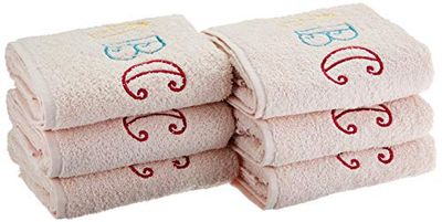 Eurofirany Oeko-Tex Cotton Children's Towel Soft Pattern Thick Set of 6, Pink, 50X90 cm