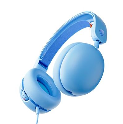 Skullcandy Grom Casque Filaire pour Enfant, Volume Limité, Port de Partage Audio, Microphone, Fonctionne avec Les Ordinateurs et Appareils Bluetooth - Bleu