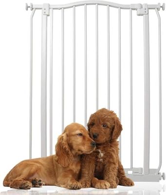 Bettacare Extra Tall Curved Top Gate, 71cm - 80cm, Matt White, 100cm Tall, Pressure Fit Pet Gate for Dog and Puppy, Easy Installation