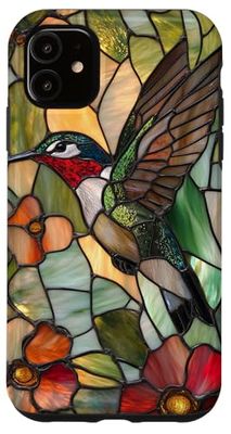 Stained Glass Hummingbird Mosaic Design Flowers Case Case for iPhone 11