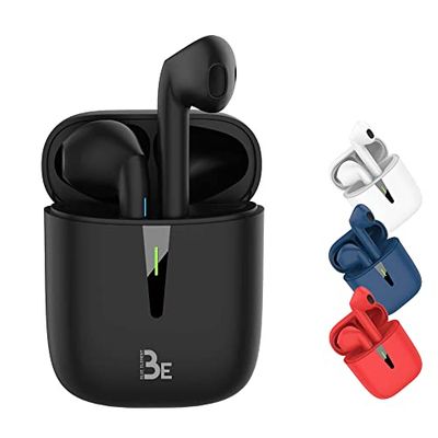 BE Pop Bluetooth 5.1 TWS - Auriculares estéreo 3D HD inalámbricos, autonomía de batería 12H, Caja de Carga LED, fácil de conectar, Micro Integrado, Ligero y cómodo para iPhone y Android (Negro)