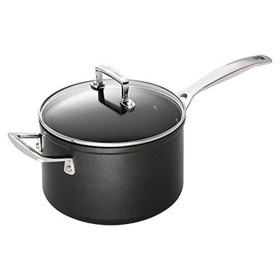 Le Creuset Cazo de aluminio antiadherente, diámetro 20 cm, para todas las fuentes de calor, incluso la inducción, Antracita/Plateado, 51108200010302