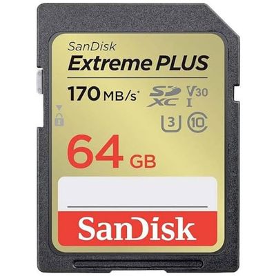 SANDISK - CARDS EXTREME PLUS 64GB SDHC MEMORY CARD 170MB/S 80MB/S UHS-I CLASS